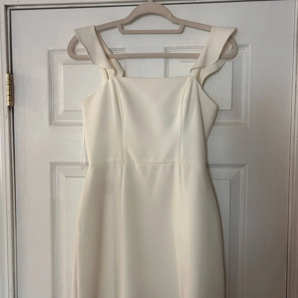 French Connection White Square-Neck Mini Dress with Ruffle Straps worn once - Picture 3 of 5